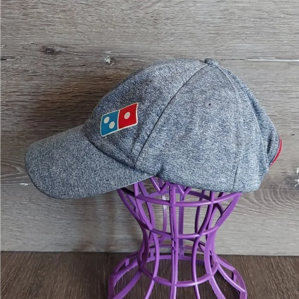 Dominoes Pizza Gear Strap Back Hat Employee Uniform Gray Adjustable Cap